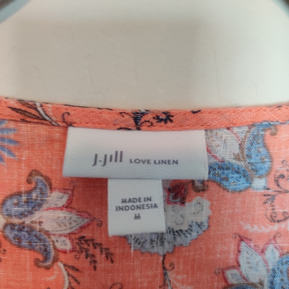 J. Jill Linen Multicolored Floral Sleeveless Shirt Top 100% Linen - Picture 9 of 9